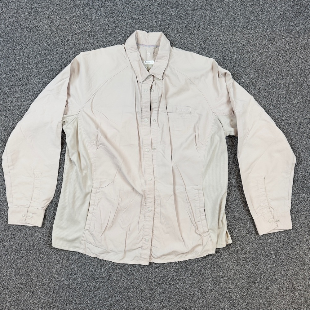 Women Khaki Button-Up Long-Sleeve Shirt